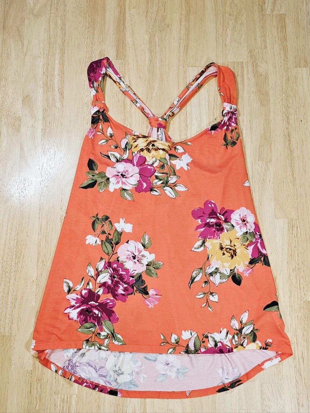 Maurices Orange Floral Racer Back Tank